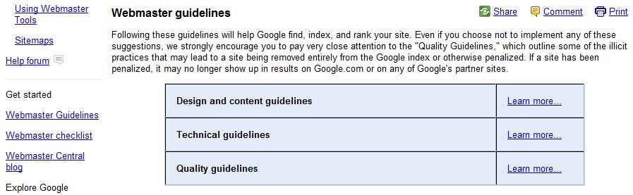 Webmaster Guidelines